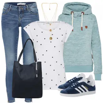 Gazelle Outfit mit Grau Sneaker Adidas Originals "Stars"