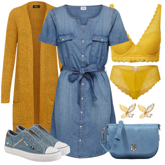 Sommer Outfit mit Blau/Pastell/Hellblau Jeanskleid/Hemdkleid JdY "Outfit für den Frühling"