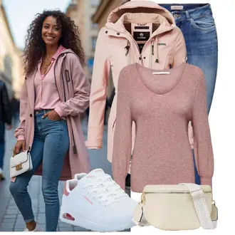 Herbst Outfits Coole mit Rosa Jacke mit Seitlichem Reißverschluss/Kapuzenjacke/Außergewöhnliche Jacke/Segeljacke/Wasserdichte Jacke/Outdoorjacke/Parka-übergangsjacke/Frühlingsjacke/Parka MARIKOO "Praktischer Look"Look: Indoor, Moderne, Sportlich, Outdoor, Uni, Coole, Maritim, Preppy