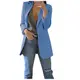 UYVBIAA Lang Damen Blazer Elegant Open Front Business Anzug Jacke Sportlich Stretch Damenjacke mit Taschen