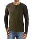 Kuson Herren Langarmshirt Henley Shirt Long Sleeve Shirt Men mit O-Ausschnitt Armee Grün XL