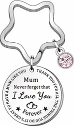 Fako Bijoux - Sleutelhanger Mum Never Forget That I Love You Forever - Ster - Kristal - Cadeau - Geschenk - Mama - Moederdag - Zilverkleurig