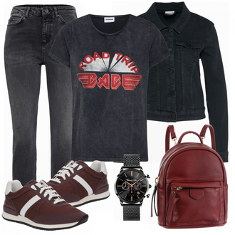 Kurz Outfit mit Schwarz/Dunkelblau Mantel/Cordjacke/Kurzjacke/Jeansjacke/Shirtjacke/Kurze Jeansjacke/Sommerjacke/Bluse Große Größe Noisy may "Noisy May"