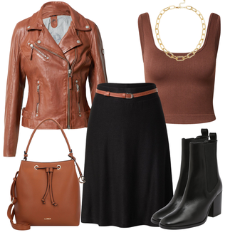 Outfit mit Braun/Orange Bikerjacke/KunstLederjacke/Lederjacke/Motorradjacke/Vintage Lederjacke gipsy by mauritius "Mega schöne Frühlings Outfits"