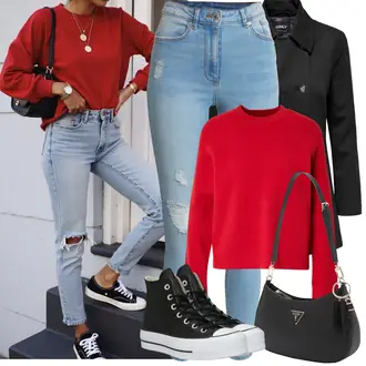 Kombinacije za zimu Boho, Stil sa Crna Platnena tenisica/Tenisice s patentnim zatvaračem sa strane/Zimske tenisice/Skate cipela/Tanka tenisica Converse "Zimske Odjeće"Look: Stil