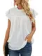 Bequemer Laden Sommer Damen Rundhals Tshirt Swiss Dot Oberteile Rüschen Kurzarm Bluse Casual Top T Shirt Hemdbluse, Weiß, M
