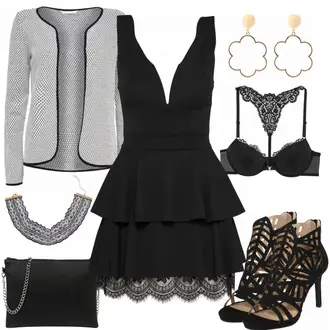 Outfit mit Dunkelgrün/Grün Blazer Kleid/Cord Kleid/Herbstkleid/Samtkleid/Winterkleid/Samtjacke/Teddy Jacke/Ajourstrickjacke/Kunstpelzjacke/Boucle Jacke/Schlupfjacke/Herbstjacke/Pelzjacke Wal g. "Party"