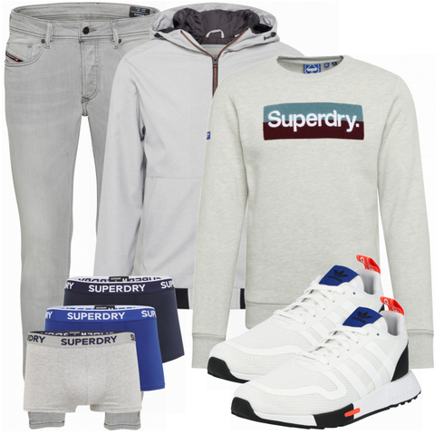 Grau Unterwäsche Unterhose Superdry kombinieren