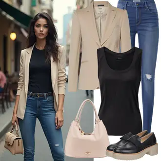 Luxusní outfity s Modrá/Světle modrá Džíny Kožená bunda/Kožené Boty/Zimní bunda/Džíny s Rozparkem/Termální Džíny/Push up Džín/High Waist Džínové Kalhoty/Kožená Pánská Bund/Navlékací Džíny Only "Stylový outfit pro jaro"