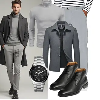 Laufen Winter Outfit mit Dunkelgrau/Dunkelblau/Grau KUDORO "Business Outfit"Look: Fitness, Apres ski, Laufen, Freizeit