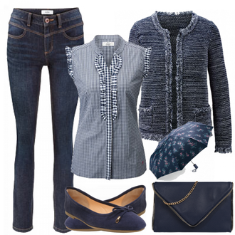 Outfit mit Blau Plateauschuh About You "Diane"