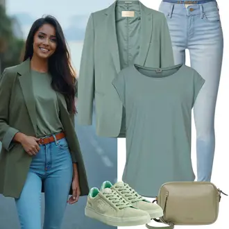 Freizeit Outfits mit Rosa/Beige/Grün/Schwarz Cropped Shirt/Crop Top/T-Shirt Spruch temu "Cooles Alltagsoutfit"