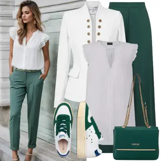 Old Money Outfit mit Weiß Leder Sneaker/Plateau-Sneaker/Sneaker Low/Teddy Sneaker/Schmaler Sneaker/Chunky Sneaker Puma "Lässige Frühlings Outfits"Look: Esthetische, Streetwear, Sportlich, Old Money