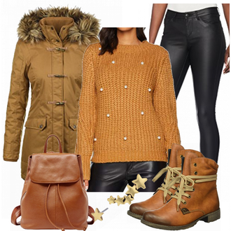 Wasserdicht Outfit mit Braun/Khaki Bundeswehr Parka/Winterjacke/Parka-übergangsjacke/Winter Parka Desires "VeroModaPully"