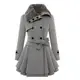 QIMANZI Damen Faux Warm Schlank Mantel Jacke Dicker Parka Mantel Lange Winter Outwear Zweireiher Schließung Asymmetrisch Saum Umhangmantel(Grau,M)