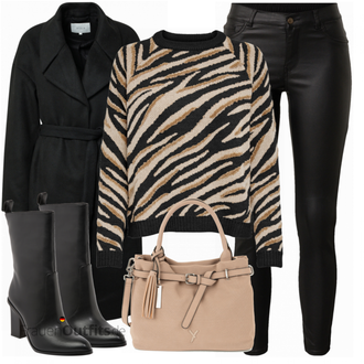 Schicke Outfits mit Schwarz/Dunkelgrau/Grau Hose Große Größe Leggings Große Größe/Leder Schuhe/Lederjacke/Push up Jeans/Jeans mit Schlitz/Biker Jeans JdY "Schickes Herbst Outfit"