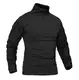 KEFITEVD Herren Militär Shirt Männer Eng Langarmshirt Herbst Sweatshirt Jagdhemd Multicam Oberteil Tactical Shirt mit Klettfläche Paintball Shirt Frühling Schwarz M