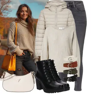 Outfit mit HellGrau/DunkelGrau/Grau Lederjacke/Damen 7/8-Länge Jeans/Ankle Boot/Caprijeans/Cropped Jeans/High Waist Jeans/Jeans mit Schlitz/Push up Jeans/Slim Fit Jeans/Cuir Chaussures/Thermojeans/Winterjacke levi's ® "Freizeit Outfit für den Frühling"