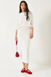 Women's Crew Neck Long Sleeve Skirt Bottom Top Suit 0182