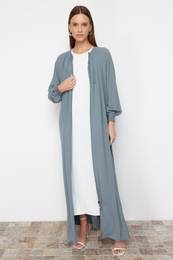 Mint Mevlana Model Woven Thin Crepe Cape & Abaya & Abaya