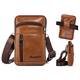 hengwin Herren Schultertaschen Leder, Umhängetasche Kleine Handytasche Männer Gürteltasche Vertikale Holster Hüfttasche mit Karabinerclip und Gürtelschlaufe für Handy (Braun)