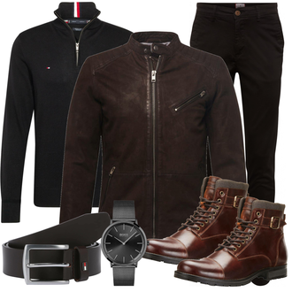 Outfit mit Schwarz Stiefel Jack & Jones "Alltags Outfit"