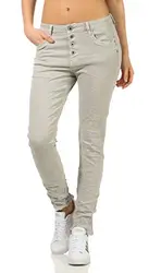 Karostar trendy Damenjeans im Boyfriends Style/Chino in aktuellen Farben/Hüfthose Stretch 61 (38, Hellgrau)