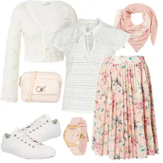 Hochzeit Outfit mit Weiß/Creme/Khaki Sneaker Low/Canvas-Sneaker/Leder Sneaker/Schmaler Sneaker Converse "Outfits für jeden Tag"Look: Konzert, Schule, Hochzeit