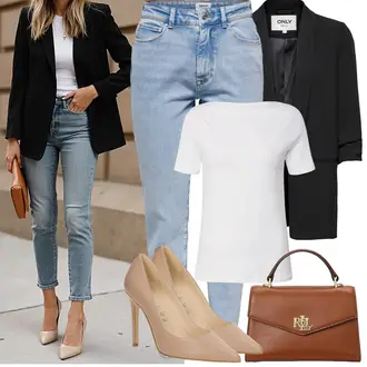Koncer Outfit sa Siva/Bijela/Krem Majica I Top Veći Broj/Bluza Veći Broj VERO MODA "Proljetni Outfit"Look: Krštenje, Potvrda, Koncer, Škola