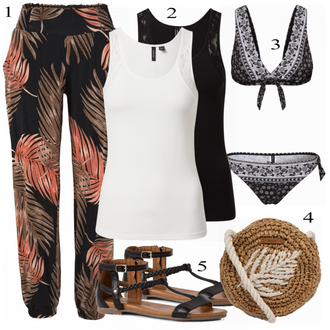 Outfit s Hnědá/Růžová Bikin s flitry/Spodní díl bikin/Bikiny - Spodní Díl/Bikinys S Šortkami/Balconette-bikini JETTE "Lehký outfit"