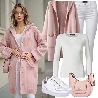 Outfit sa Plava/Ljubičasta/Pink/Bijela/Tamnoplava/Smeđa/Crvena Fini Pleteni Džemper/Carmen Džemper/Jednostavni Džemper/Nicky pulover/Pulover s Resom/Kratki Džemper/Pleteni džemper/Mohair Pullover/Zdepasti džemper/Basic Džemper/ljetni kardigan/Kardigan s okruglim izrezom/Kratki kardigan/Boucle kardigan koton "Modni proljetni outfit"