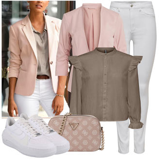 Jeans Outfits mit Rosa Mantel/Bluse und Tunika/Bluse Große Größe/Anzug Blazerjacke/BlusenBlazer/Boyfriend Blazer/Lässiger Blazer/Lederjacke/Baumwoll ­Blazer/Eleganter Blazer/LongBlazer/KurzBlazer/Lederjacke für Männer Vila "Modischer Look für den Herbst"