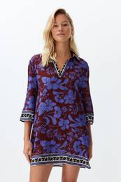Floral Pattern Wide Fit Mini Woven Beach Dress