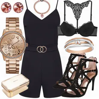 Outfit mit Schwarz High Heel/Sandalette Bullboxer "High Heels Look"