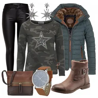 Schicke Outfits Coole mit Braun/Silber Ohrhänger/Ohrclip Sweet Deluxe "SchickesOutfit"Look: Stil, Festlich, Metal, Coole, Burlesque, Steampunk, Retro, 80er