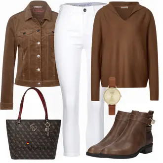 80er Outfit mit Braun/Dunkelbraun/Beige Klassischer Stiefel/Cowboystiefel/Gefütterte Stiefelette/Vintage Stiefel/Rahmengenähter Schuh/Leder Stiefelette/Lederjacke/Vintage Stiefelette/Reitstiefel/Chelsea Boot About You "Herbst Outfit in warmen Farben"Look: Uni, Western, Country Styl, Cowgirl, Schön, Duckfeet, 80er