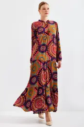 1627 Lace Collar Hijab Dress - A.Mustard