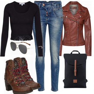Outfit mit Rot Lederjacke Freaky Nation "Alltags Outfit"