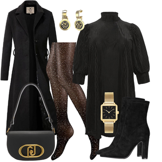 Slim fit Outfit met zwart/wit/purper Women's Trenchcoats/Wintermantel Lange Winterjas/Wollen Mantel/Wollen Winterjas/Trenchcoat/Militaire Mantel/Lange Mantel/Lange mantel/Geklede Mantel/Slip Jas versano "Elegante winteroutfit"