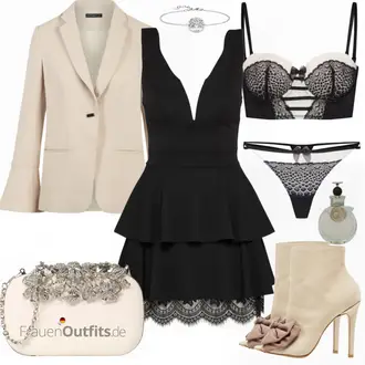 Outfit mit Dunkelgrün/Grün Blazer Kleid/Cord Kleid/Herbstkleid/Samtkleid/Winterkleid/Samtjacke/Teddy Jacke/Ajourstrickjacke/Kunstpelzjacke/Boucle Jacke/Schlupfjacke/Herbstjacke/Pelzjacke Wal g. "WAL G Cocktailkleid"