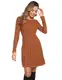 Abollria Winterkleider Damen Pulloverkleid Elegant Strickkleid Winter A-Linie Pullikleid Lang Pullover Kleid Langarm Feinstrickkleid Rundhals Freizeit Gestrickt Kleider, Braun, M
