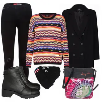Outfit mit Schwarz Jeans Superdry "colorful"