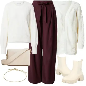Outfit Inspo Schule mit Creme/Weiß Strick Große/Strickjacke Tracht/Baumwoll Strickjacke/Strickjacke Gefüttert/Lange Strickjacken/Sommerstrickjacke/Vintage Strickjacke/V-Strickjacke/Winter Strickjacke/Wolle Strickjacke About You "Unvergessliches Outfit Inspo"Look: 50 Geburtstag, 40 Geburtstag, 70 Geburtstag, Strandtag, Konzert, Konfirmation, Hütten, Schule