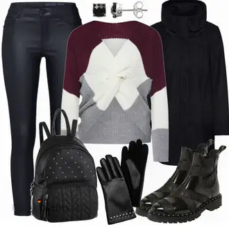 Vegan Outfit mit Schwarz Chelsea Boot/Vintage Stiefelette/Sommerstiefelette/Flache Stiefelette/Lederjacke/Leder Stiefelette/Biker Boot LEMON JELLY "Boohoo Pullover grau"