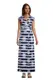 Gemustertes Jersey-Maxikleid in Wickeloptik, Damen, Größe: XS Normal, Blau, by Lands'''' End, Tiefsee Marine Palme Gestreift
