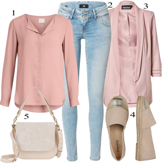 tenues avec Rose Chemisier Business/Chemisier uni/Chemisier à Bouton/Veste en cuir/Top Chemisier/Chemisier à Col Montant/Chemisier en Soie/Body Chemise/Chemisier-tunique/Chemisier à Manches Longues/Chemisier Long/Chemisier à Enfiler/Chemisier Grande Taille Vila "Un look de bureau élégant"