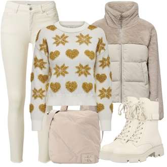 tenues avec Doré/Argent Pull Imprimé/Pull à Paillettes Only "Tenue d'hiver"