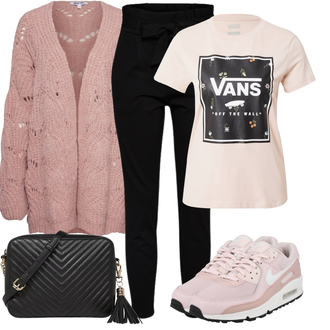 Outfit mit Schwarz Hose Große Größe/Leggings Große Größe/High Waist Hose/Strick Legging/Paperbag Hose/Steghose VERO MODA "Stilvoller Look für die Freizeit"
