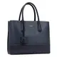 David Jones - Damen Große Handtasche Henkeltasche - Tote Shopper Bag PU Echtes Leder Stil - Multi Pocket Top Griff Taschen Schultertasche Umhängetasche Arbeit Schule - Marineblau