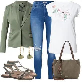 Outfit mit DunkelGrün/Grün/HellGrün Mantel/Blazerjacke/Boyfriend Blazer/Lässiger Blazer/Lederjacke/Baumwoll ­Blazer/Eleganter Blazer/Strick­blazer/Kurzblazer/Sweatblazer/Lederjacke für Männer/Lederjacke VERO MODA "Stylische Kombination Für Die Freizeit"